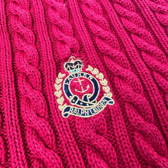 Ralph Lauren Red Cable Knit Crest Sweater - Picture 6 of 6